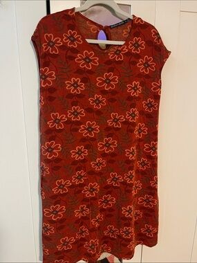 Gudrun Sjoden Rust Red Floral Midi Dress